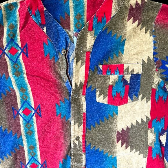 Vintage Woolrich Woolen Mills Aztec Oversized Chamois Popover Tunic Shirt - Picture 6 of 7
